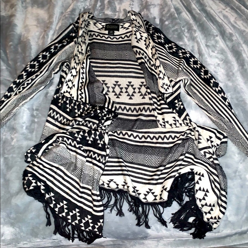 Duster cardigan white/black pattern